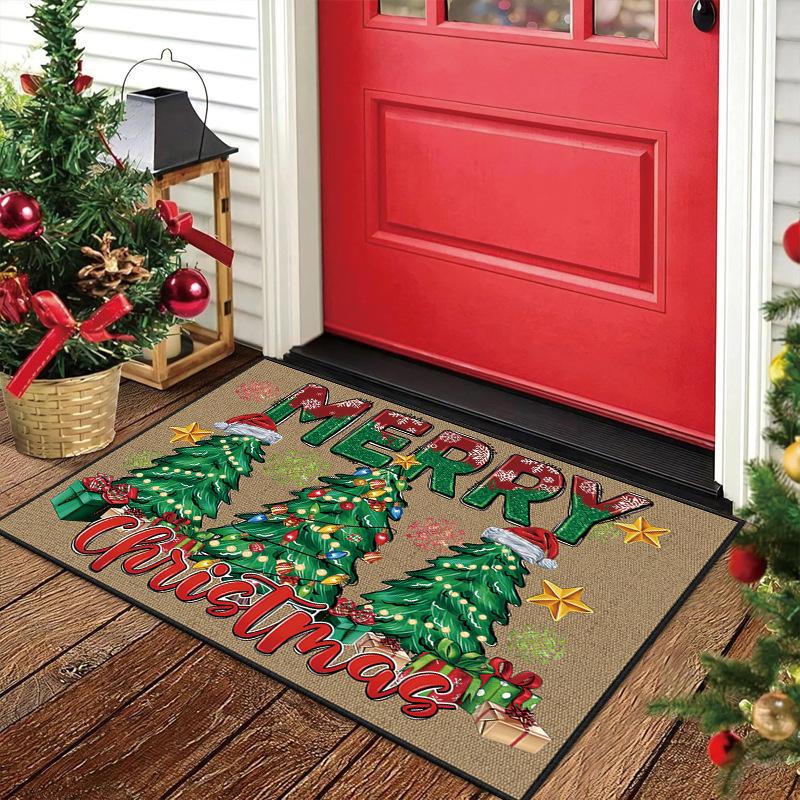 Christmas Tree Carpet Indoor And Outdoor Dirt-Resistant And Wear-Resistant Doormat Holiday Decor Floor Mat Home Decor
