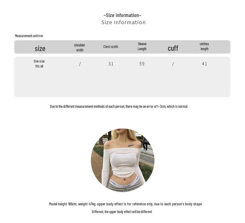 Корейская стильная приталенная женская футболка с открытыми плечами и длинными рукавами Dongdaemun