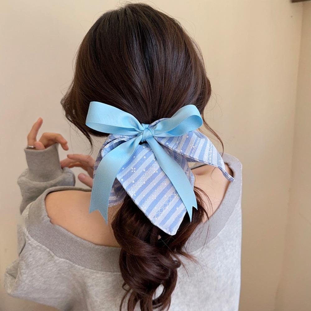 Elastic Plaid Silk Ribbon Scrunchies Korean Style Large Intestine Hair Ring Daily