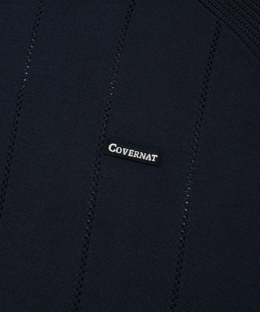 COVERNAT Skipper Collar Half Knit Navy