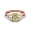 7X5MM Octagon Lemon Quartz Gemstone 925 Sterling Silver Rose Plated Solitaire Split Shank Women Wedding Ring