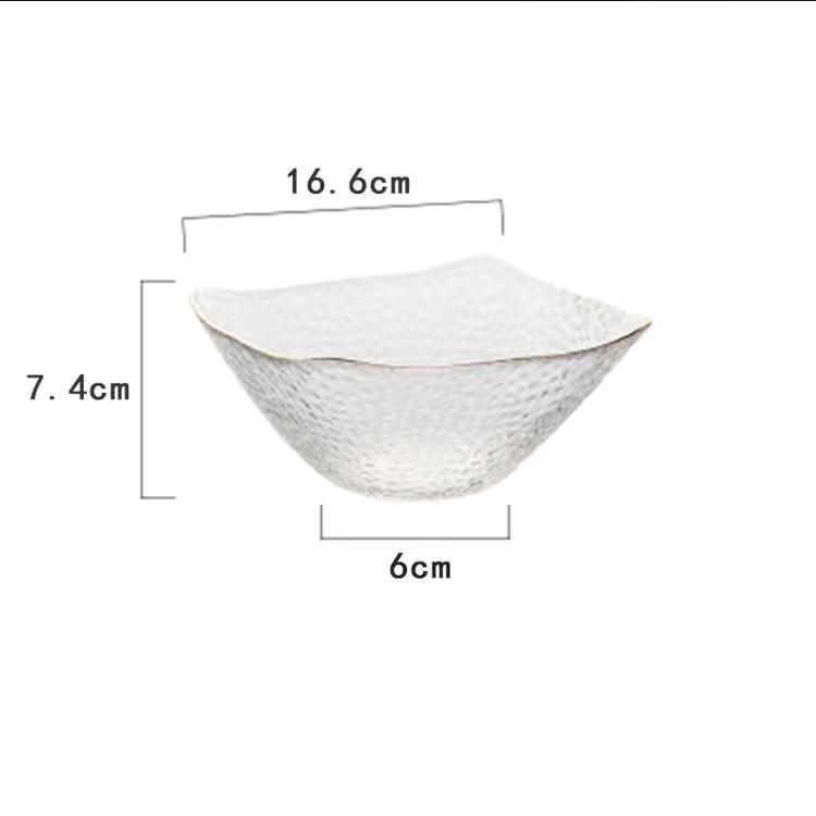 Квадратная салатница большой емкости, посуда, стеклянная салатница, миска для фруктов, миска для супа, миска для десерта, практичная кухонная утварь