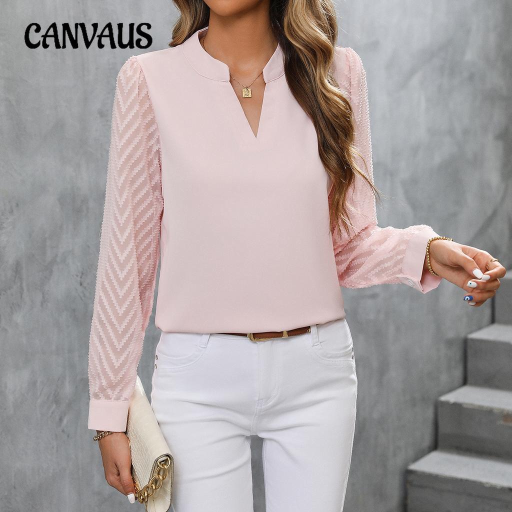 Spring and Autumn Women's Shirt Blouse Fashion Splicing Solid Color Blouse Long Sleeve Tops