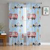 Cartoon Fire Truck Gray Sheer Curtains for Bedroom Living Room Decoration Window Curtain for Kitchen Tulle Voile Organza Drapes