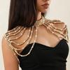 Elegant Pearls Tassels Body Chain Hand Beading Collar Necklace for Lady Pearls Chain Necklace for Party/Club