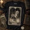 Gothic Carousel Horse T Shirt Victorian Tarot Dark Fantasy Apparel Vintage Stretched Casual Homme Versatile Comfortable