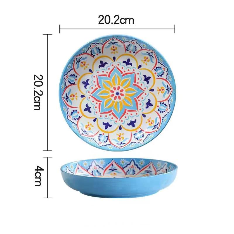 Керамические тарелки в стиле ретро-богемия, высококачественная креативная домашняя посуда, обеденная тарелка, изысканная глубокая тарелка для фруктов, поднос, столовая посуда