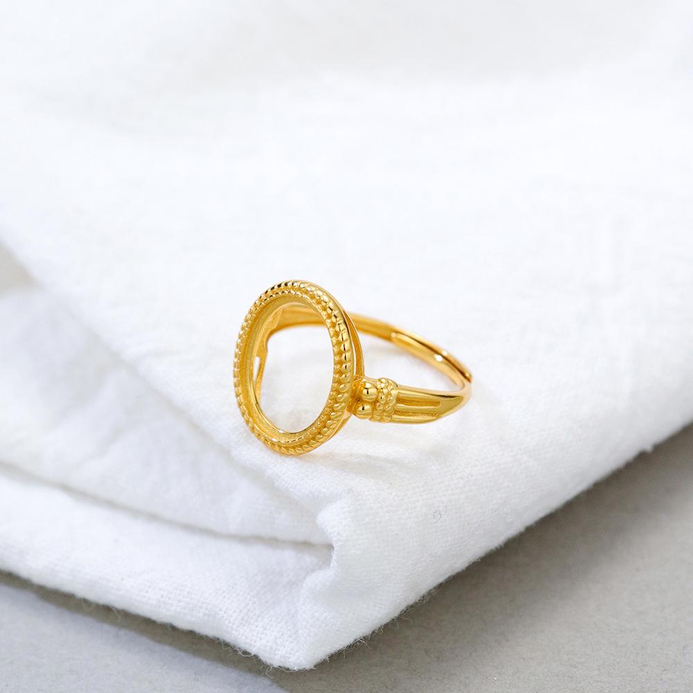 Ручная работа, серебро 925 пробы, позолоченная, регулируемая заготовка для кольца – Изысканный дизайн в стиле легкой роскоши (10x12)