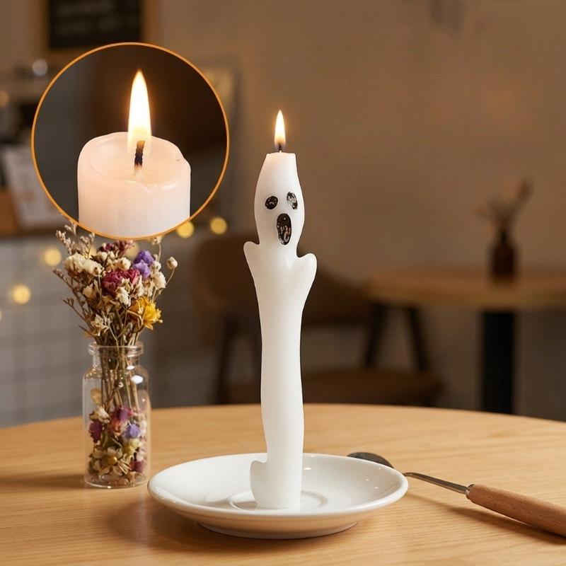Halloween Ghost Long Pole Candle Gothic Ghost Candles Table Decorations Entryway Mantel Party Atmosphere Arrangement Candles