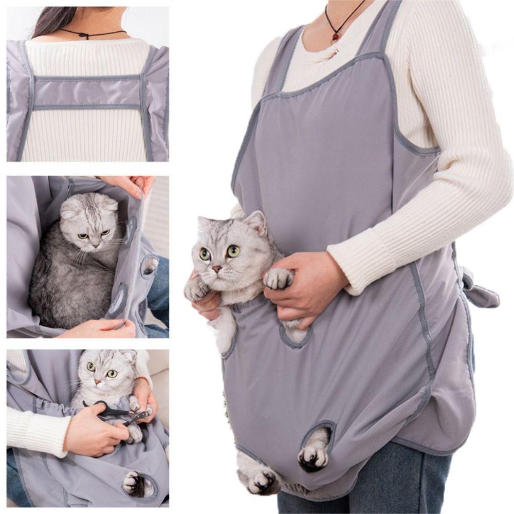 Breathable Mesh Pet Carrier Apron Adjustable Cat Holding Apron Pet Grooming Smock  Pet Training