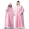 Wearable Blanket Hoodie for Adults Women Men Oversized Sherpa Fleece Sweatshirt Blanket Cozy Plush Flannel Nightgown with Pockets