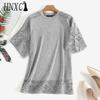 Women's Fashion Casual Solid Color Print Short Sleeve O Neck Blouses & Shirts