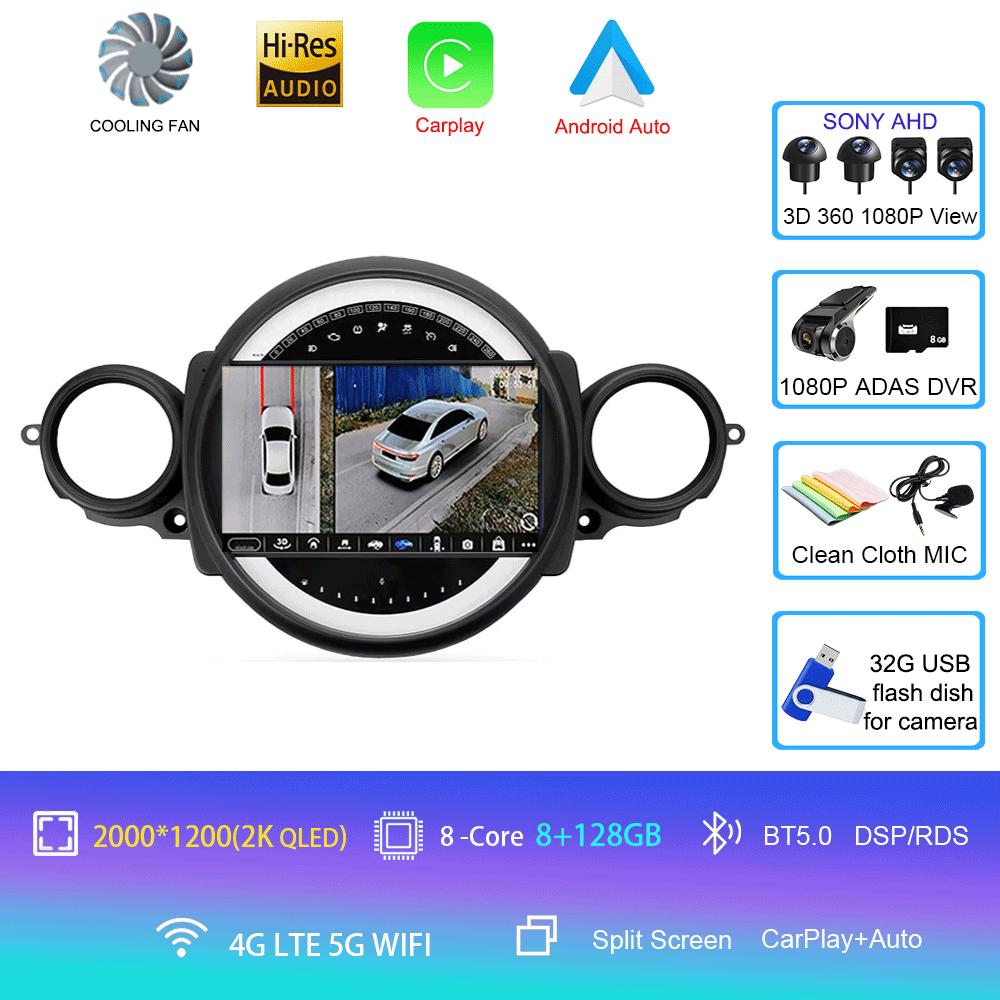 Автомагнитола Android 14 для BMW Mini Cooper R56 R60 R51 2006 - 2015 GPS Carplay Навигация Стерео Авто DSP BT DVD Мультимедийный плеер