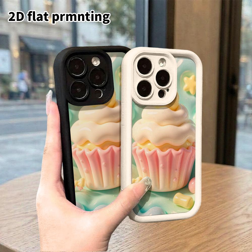 Phone case: 2D flat design suitable for iPhone 18 17 16 15 14 13 Pro protective case, cupcake, Christmas and Halloween, perfect holiday gift