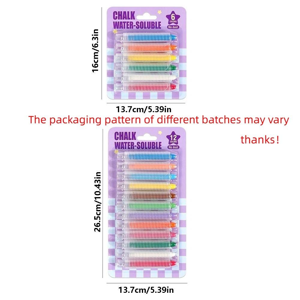 Water Soluble Drawing Crayons 6/12 Colors Washable Chalk Dustless Chalk Teaching Drawing