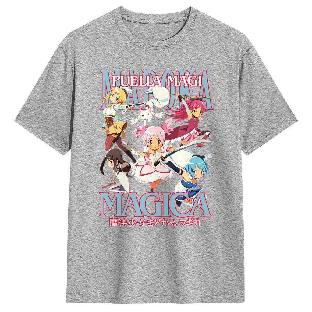 Футболки Mahou Shoujo Magi Madoka Magica Хлопковый Топ Футболки Пляжная Футболка с коротким рукавом Круглый вырез Популярная Повседневная Футболка