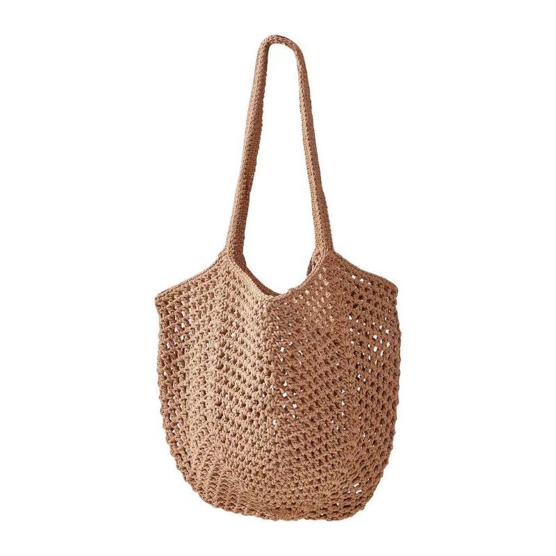 Ручная складная хозяйственная сетчатая сумка из хлопка, многоразовая сетчатая сумка для фруктов, вязаный сетчатый карман с прорезями для кухонного хранения