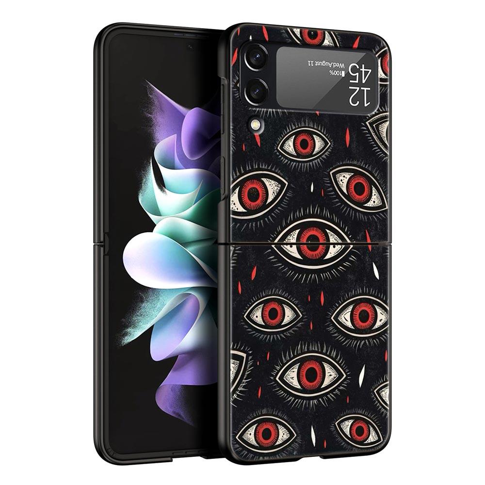 Жуткий Страшный Красный Глаз Жесткий ПК Чехол Для Телефона Для Samsung Galaxy Z Flip 7 6 5 4 Черный Чехол Для Galaxy Z Flip 3 Складной Fundas Чехол