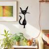1pc Abstract Cartoon Cat Metal Ornament – Cheerful Black Cat Wall Art, Stylish Housewarming Decor, Unique Metal Wall Art Accent