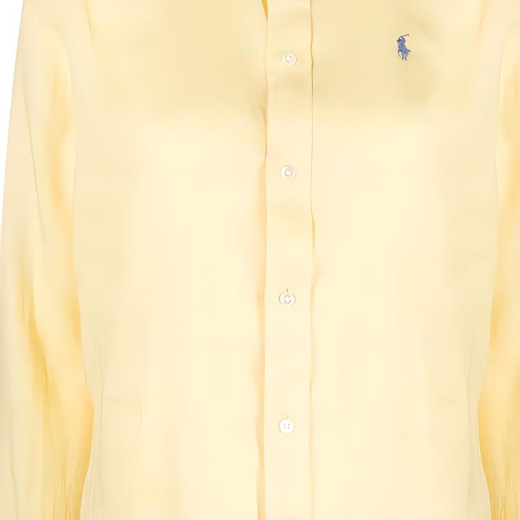 Polo Ralph Lauren Однотонная Повседневная Однобортная Рубашка с Длинным Рукавом для Женщин рубашки Желтый 211920516-004