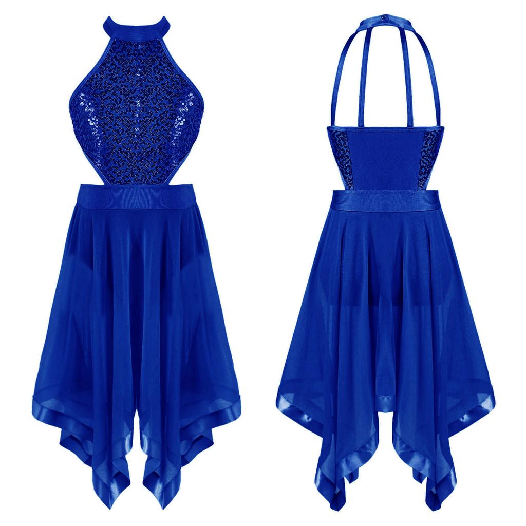 Без рукавов с блестками, декор с открытой спиной и талией, вуаль, неровный подол, танцевальное платье с открытой спиной, детская стильная одежда для девочек