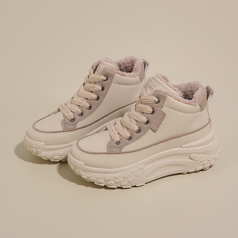 2025 Winter Velvet Warm Platform Cotton Shoes Women's Korean Version High-top Ins Tide Student Leisure Sports Women's Shoes K6717