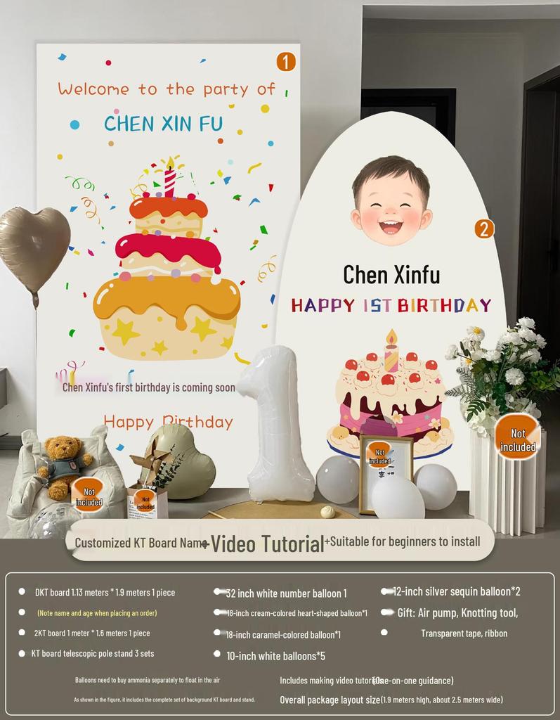 Украшения на первый день рождения в корейском стиле: Воздушные шары и фон для мальчиков и девочек