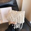 Fashion Casual Cotton Bag Hollow Tassel Beach Bag Flap Hand Woven Bag Cotton Rope Shoulder Crossbody Bag For Women