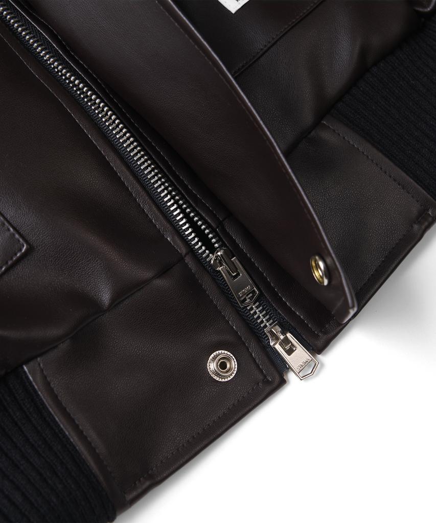 Stigma A-2 Oversized Crop Faux Leather Jacket