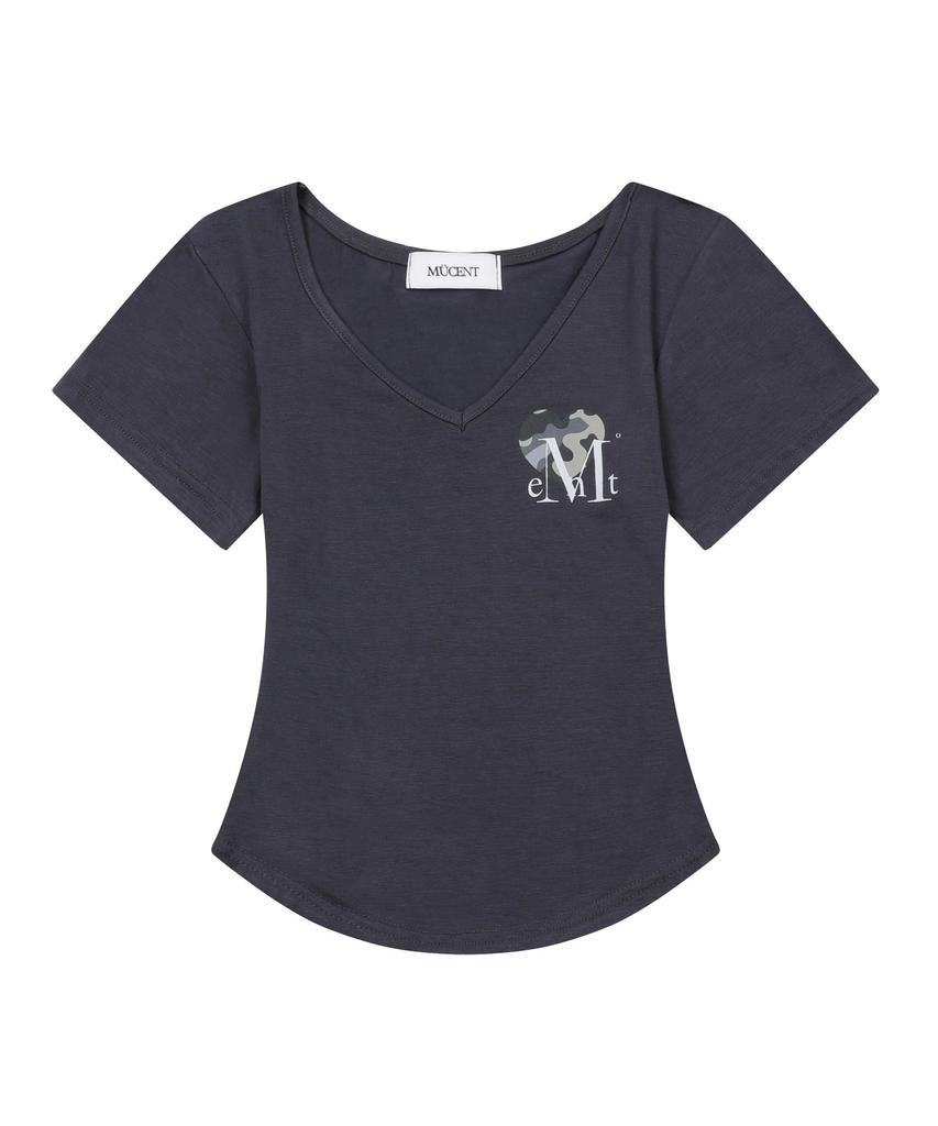 MUCENT Veint Heart Camo V-Neck Short Sleeve T-Shirt (3 Colors)
