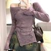 2024 Spring Knitted Sweater Women Sweet Y2k Aesthetic Jumpers Japanese Elegant Casual Split Pullovers Y2k Crop Tops Winter