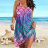 Beach Wear Mini Dress Print Fish Scale Printed Boutique Loose Strap Skirt Casual Modern Dress Sleeveless Loose Fit Outdoor Daily Summer