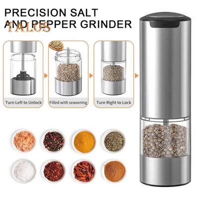 Электрическая мельница для перца, 70 мл, перезаряжаемая мельница для соли, шейкер, регулируемая крупность частиц, мощный двигатель, работа одной рукой, нержавеющая сталь