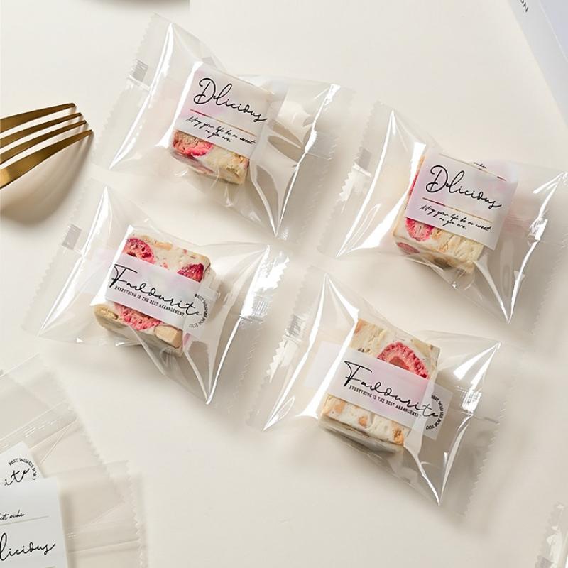 100 Pcs Snowflake Crisp Packaging Flower Tea Biscuits Nougat Machine Sealed Transparent Bags Gift Packing Machine Sealing Bags