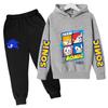 TZWY2026 Anime Sonic The Hedgehog Children's Sweater Suit Cartoon Pullover Boy Warm Sweater Hoodie+Sweatpants 2d Fashion Sportswear