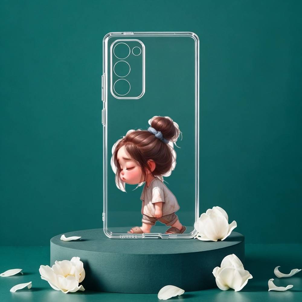 Мультяшный милый чехол для телефона с изображением девочки для Samsung Galaxy S24 S25 S23 S22 S21 Plus S24 S25 Прозрачный чехол