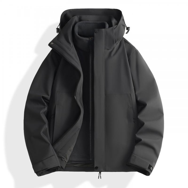 3-in-1 Waterproof Windproof Outdoor Jacket Men Women Winter Thick Fleece Lined Detachable Hooded Raincoat