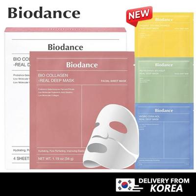 Bio-Collagen Real Deep Mask 34 г x 4 шт. / 4 типа масок / Bio Collagen, Hydro Cera-nol, Vita Niacinamide, Refreshing Sea Kelp