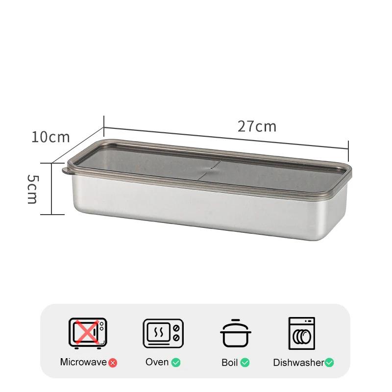 Контейнер для еды из нержавеющей стали 304, ланч-бокс, большая емкость, прямоугольная коробка с герметичной крышкой, ланч-бокс, кухонные принадлежности для приготовления пищи