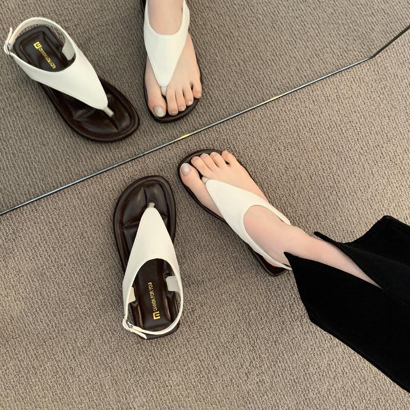 Женские сандалии-гладиаторы во французском стиле — летние новые мягкие сандалии на плоской подошве, универсальные пляжные и уличные римские туфли для вечерних нарядов