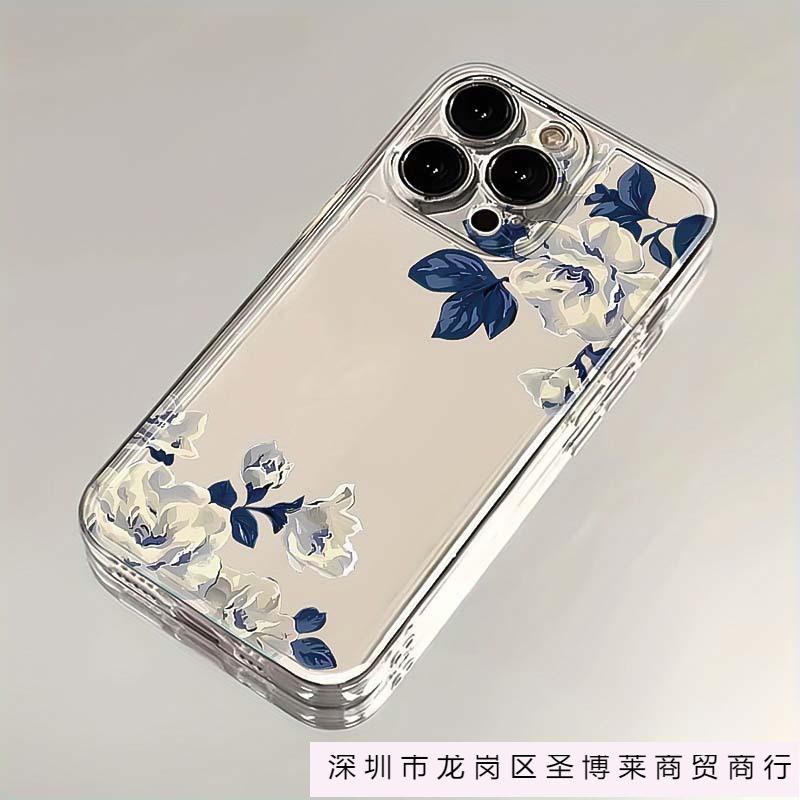 Простой Чехол для iPhone 7/8 с Цветами Apple 11/12/13/14/15/16 ProMax Прозрачный Чехол для Телефона