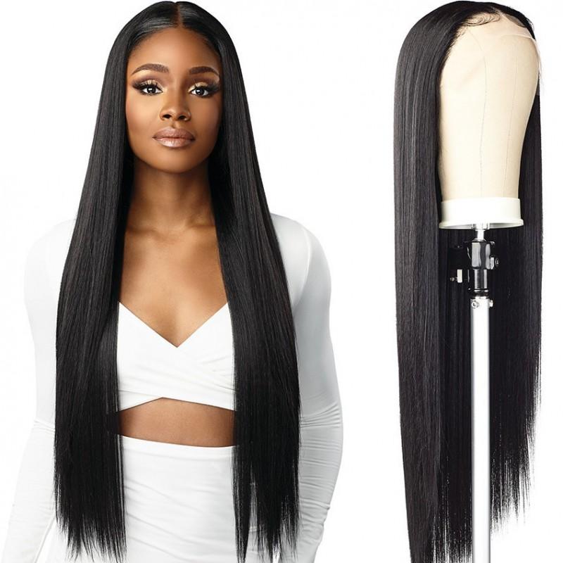 Женский синтетический парик Длинные прямые волосы Пробор посередине Естественный вид Термостойкое волокно 18-40 дюймов Разные цвета