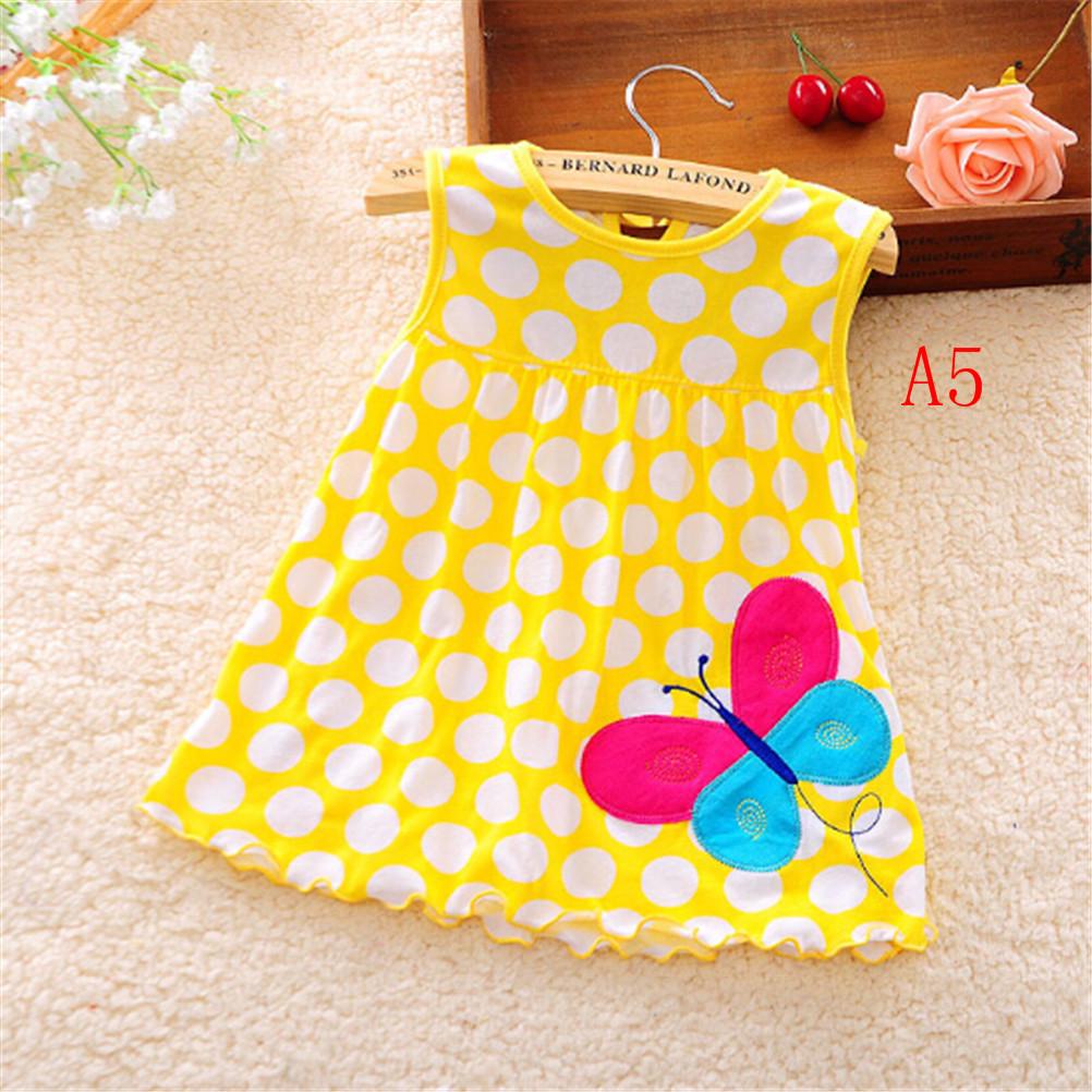 Newborn Baby Cotton Dress Regular Sleeveless A-Line Girl Dresses 0-24 Months