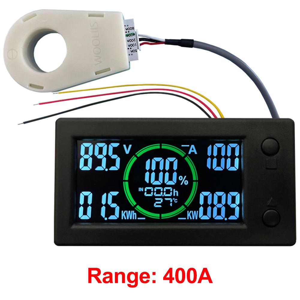 50A 100A 200A 400A STN LCD Hall Coulomb Meter Counter Voltage Current Capacity Power Indicator Display Battery Monitor For Car