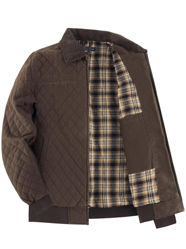 Мужская стеганая куртка из хлопкового холста, американского размера, утепленная теплой фланелью