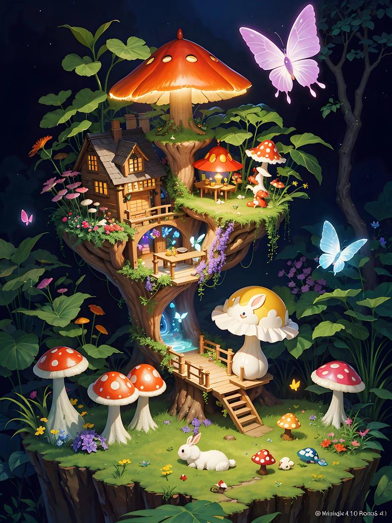 Алмазная картина Грибной домик Вышивка Пейзаж Наборы для вышивки крестом Искусство Мультфильм Алмазная мозаика Ручная работа Подарок