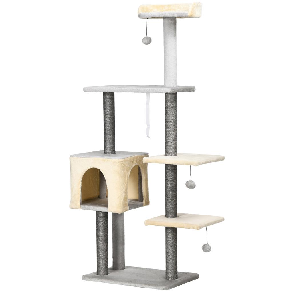 156cm High Cat Scratching Post with Bed, House, and Sisal Scratching Posts