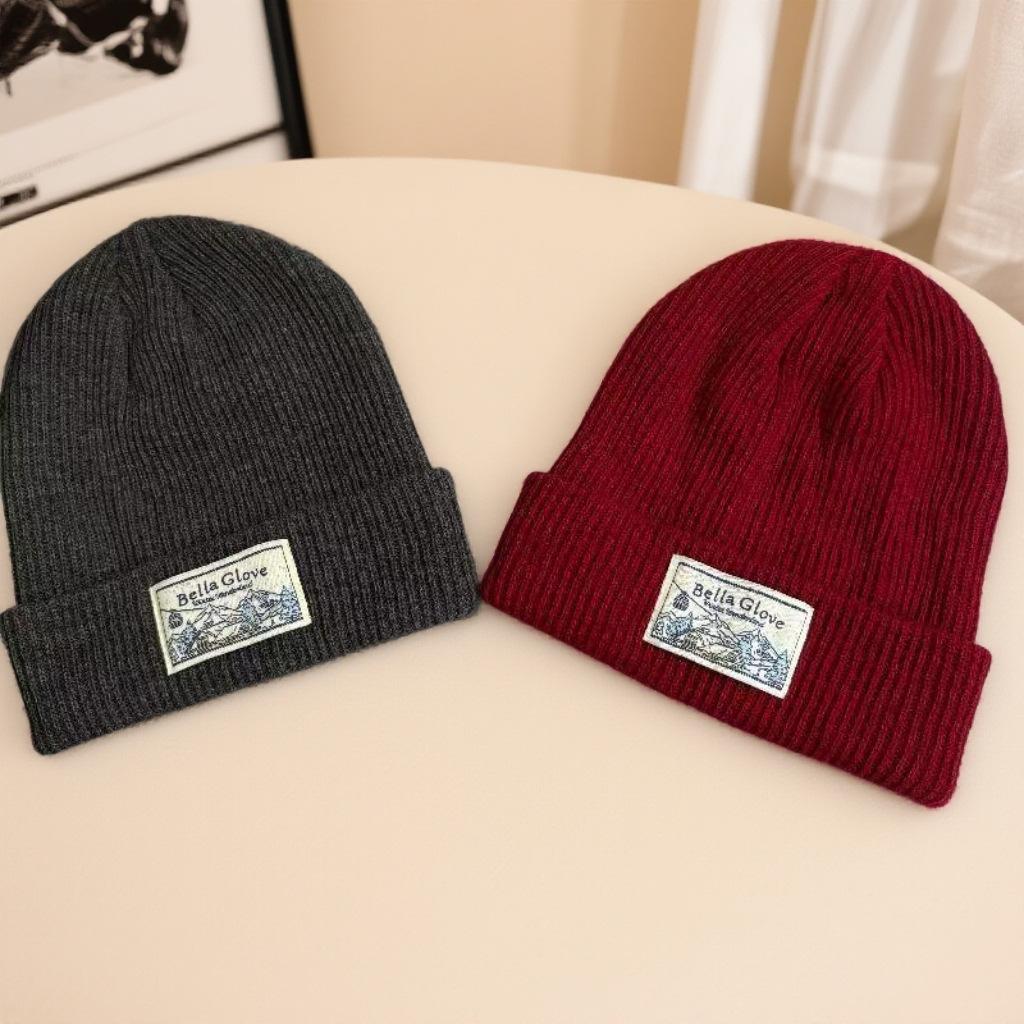 Korean versatile knitted autumn and winter wool hat, surrounded by ear protectors, cold hat, blue hat, big head to keep warm