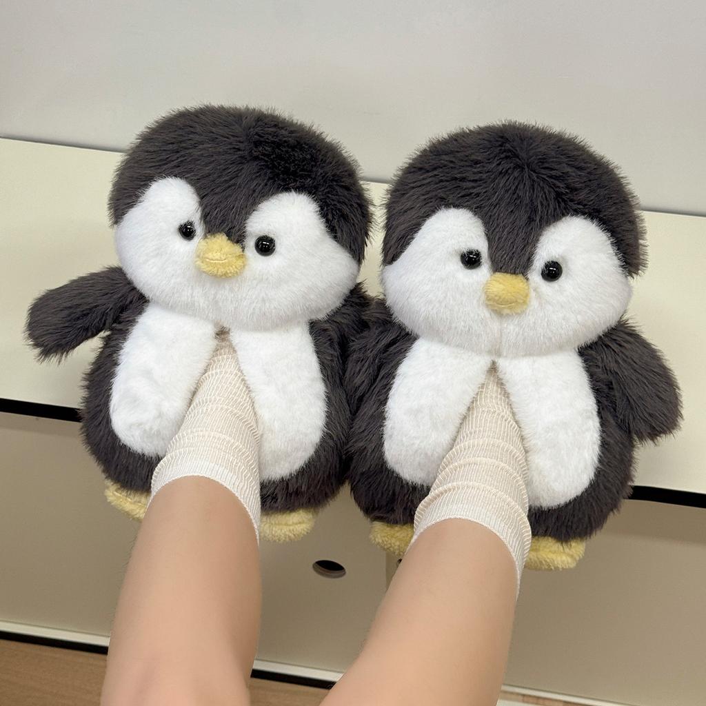 Cute penguin cotton slippers women's winter bag and new indoor home non-slip warm plush cotton shoes winter