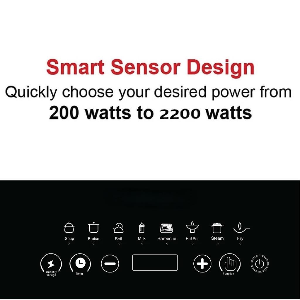 2200 Вт Многофункциональная индукционная плита Сенсорный экран Стеклянная панель Нагревательная плита Кухонный прибор для приготовления пищи